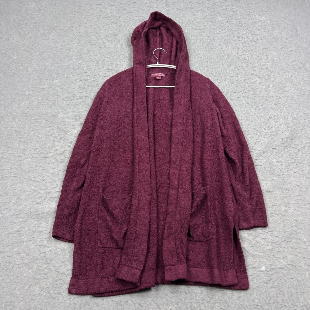 Barefoot Dreams Cardigan Womens L/XL Aubergine Cozychic Lite Coastal Hooded Wrap